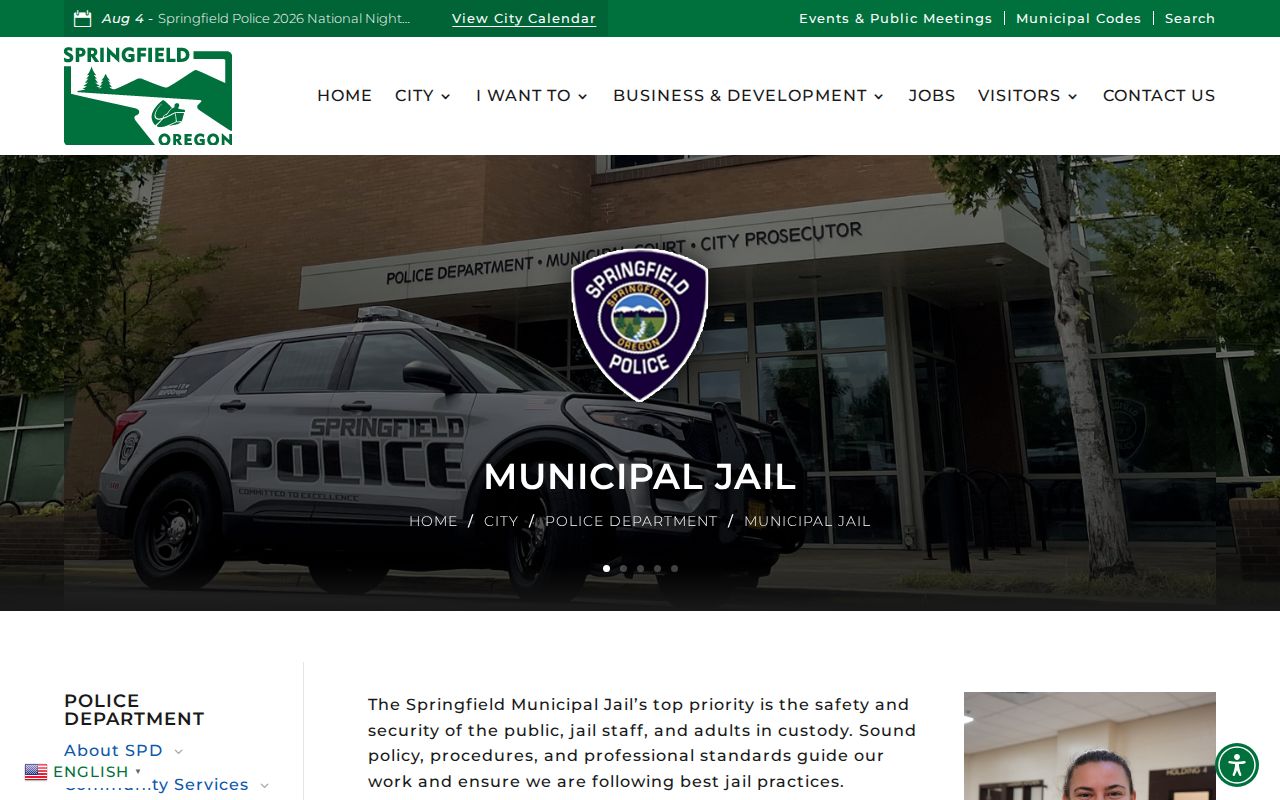 Springfield Municipal Jail release and custody source in Lane County