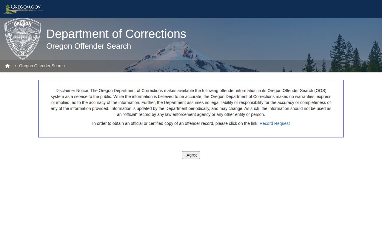 Oregon Department of Corrections search for Lane County released inmate records